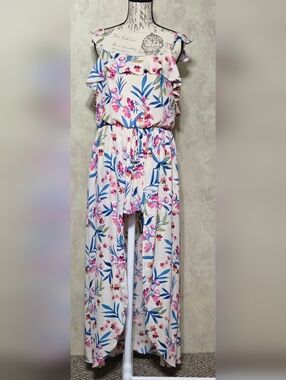 City Triangles Women's Floral Romper Dress High Low Dropback Size XLarge
